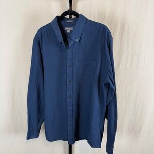 Eddie Bauer NWT Mens Button Down Shirt Long Sleeve Dark Blue Cotton XL K3067391